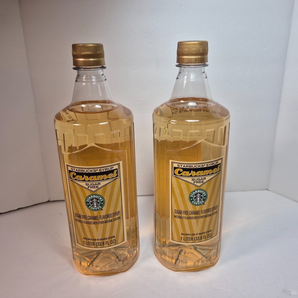 Starbucks Sugar Free Caramel Syrup (2) 1 Liter Bottles. Best By MA 22 2026